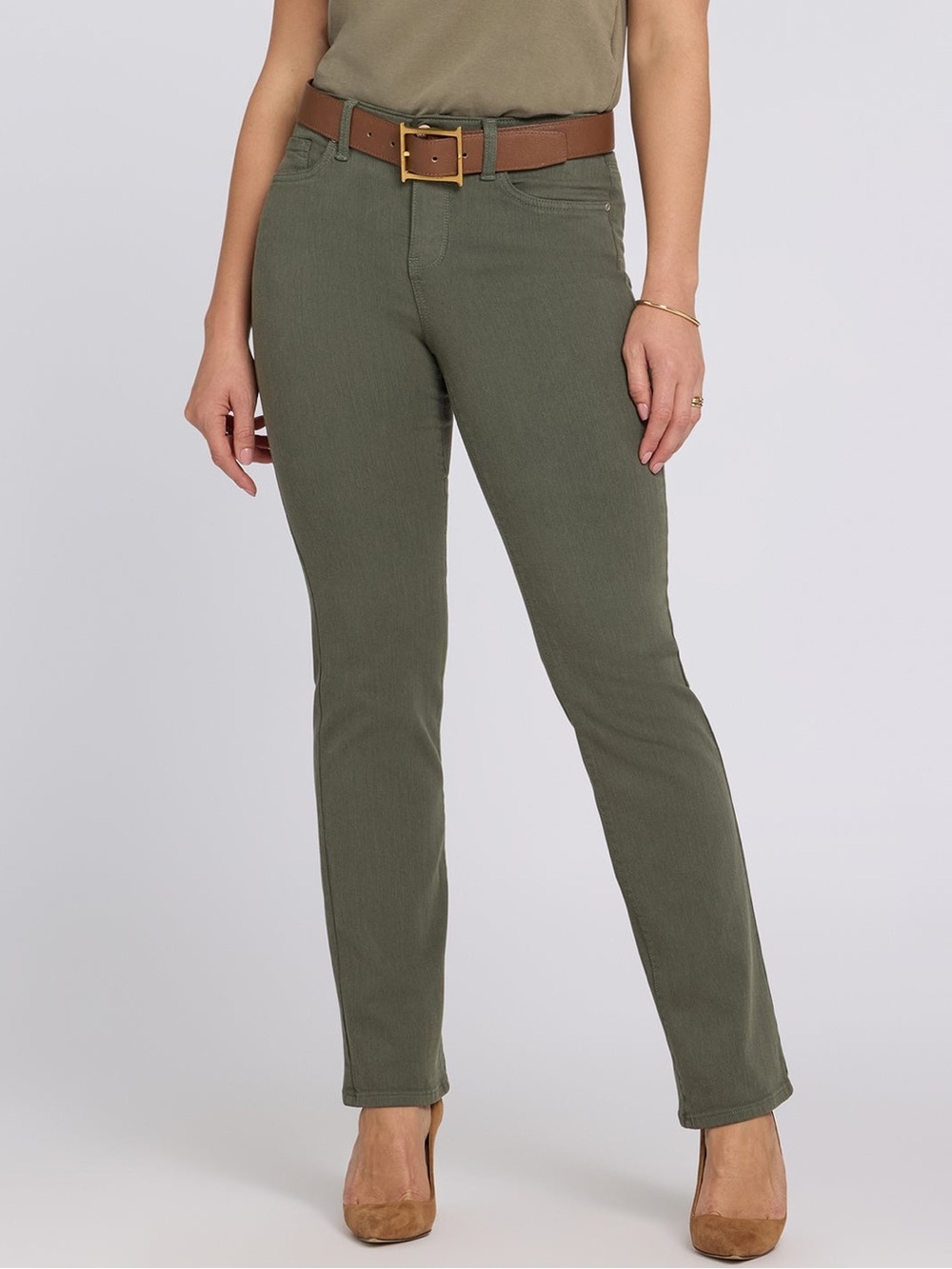 NYDJ Marilyn Straight Leg Pants Olive Green Size 18